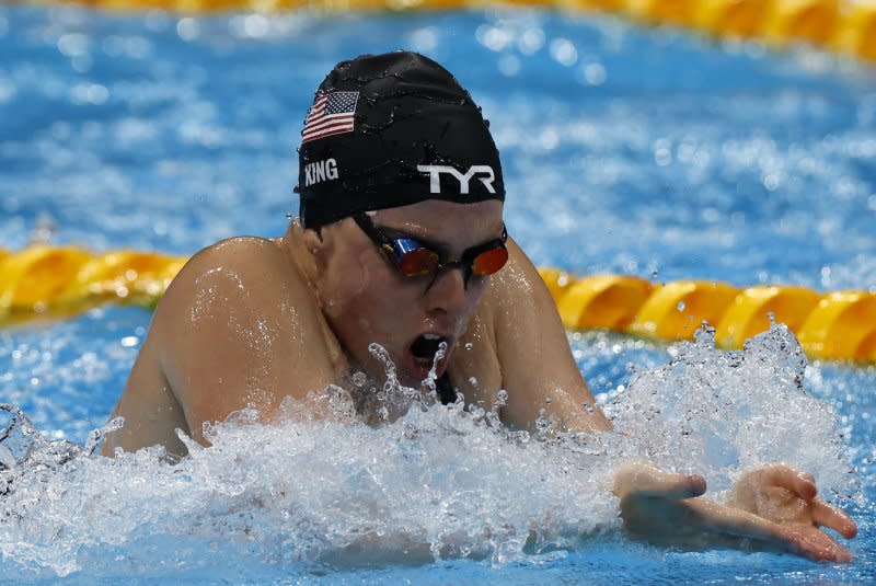 Lilly King finished second in the women's 200-meter breaststroke at the Olympic trials Thursday in Indianapolis. File Photo by Tasos Katopodis/UPI