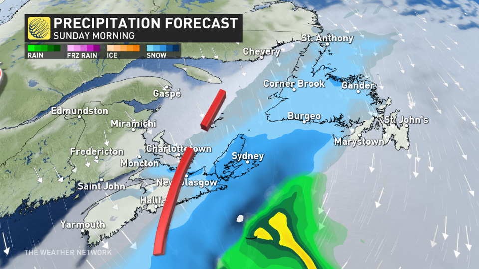 Atlantic Canada precip Sunday morning