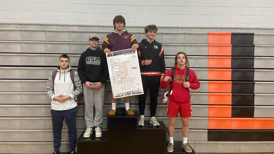 Comet senior Jordan VanSickle (left) and Reading Junior Lukas Strine (right) took fifth and fourth respectively in the 175-weight class tournament at Leslie.