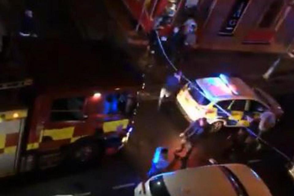 Emergency services at the scene after a 4x4 was ploughed into a nightclub packed with revellers in Gravesend (Twitter)