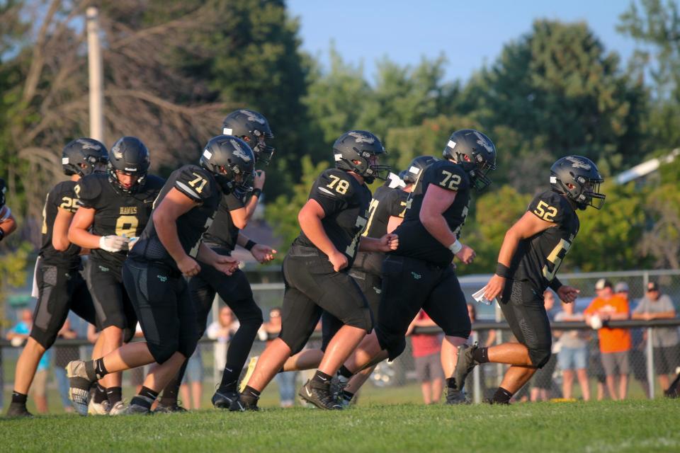 Woodward-Granger's offensive line gets set against Madrid on Friday, Aug. 25, 2023, in Woodward.