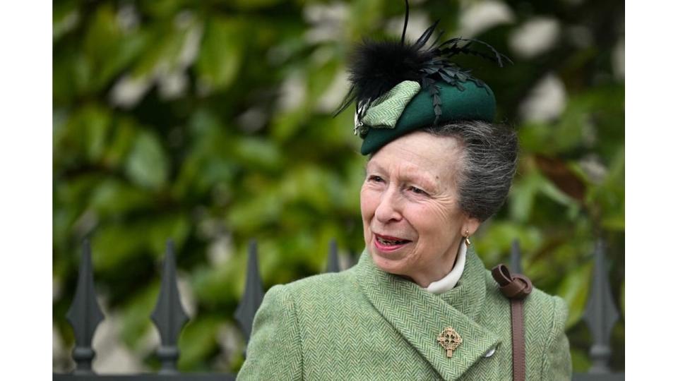 Princess Anne, Princess Royal reacts as she leaves St. George's Chapel, in Windsor Castle, after attending the Easter Mattins Service, on March 31, 2024