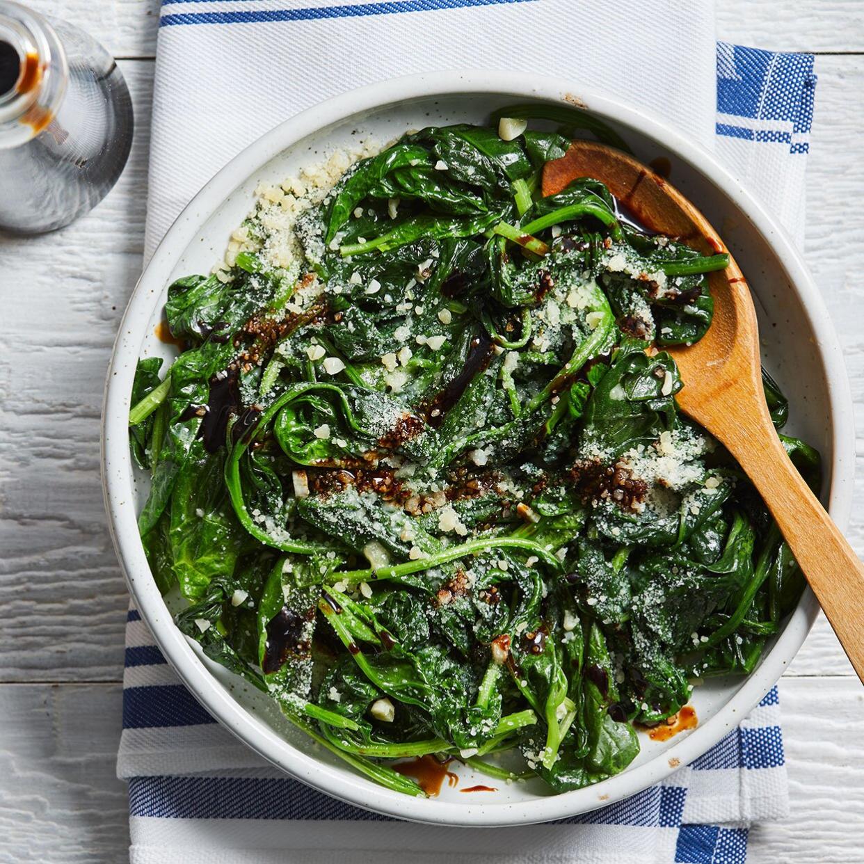 Balsamic-Parmesan Sauteed Spinach