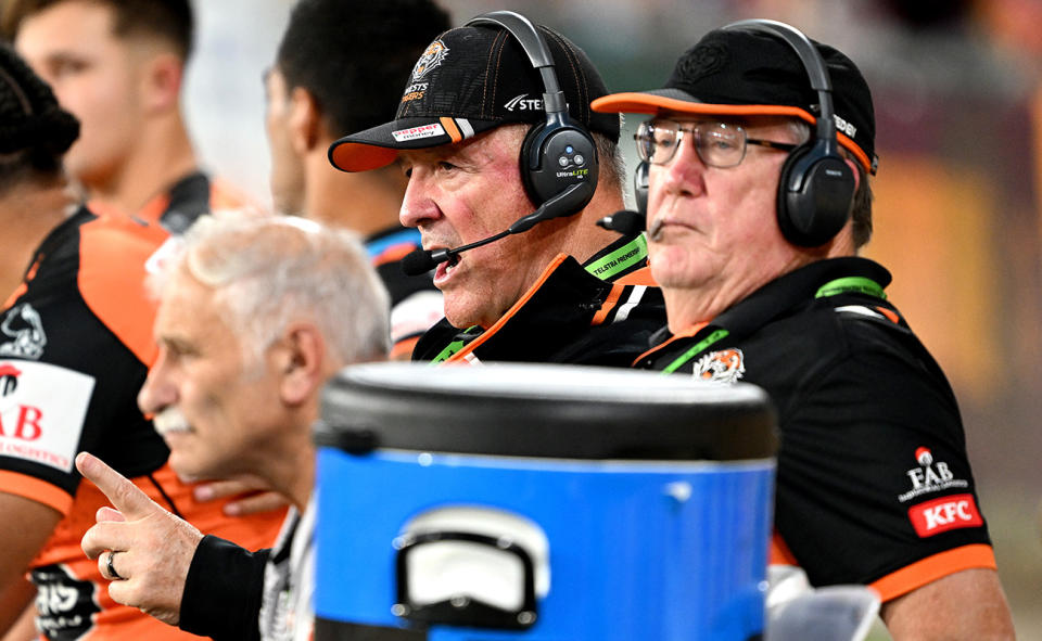 Tim Sheens, pictured here during the Wests Tigers' loss to Brisbane.