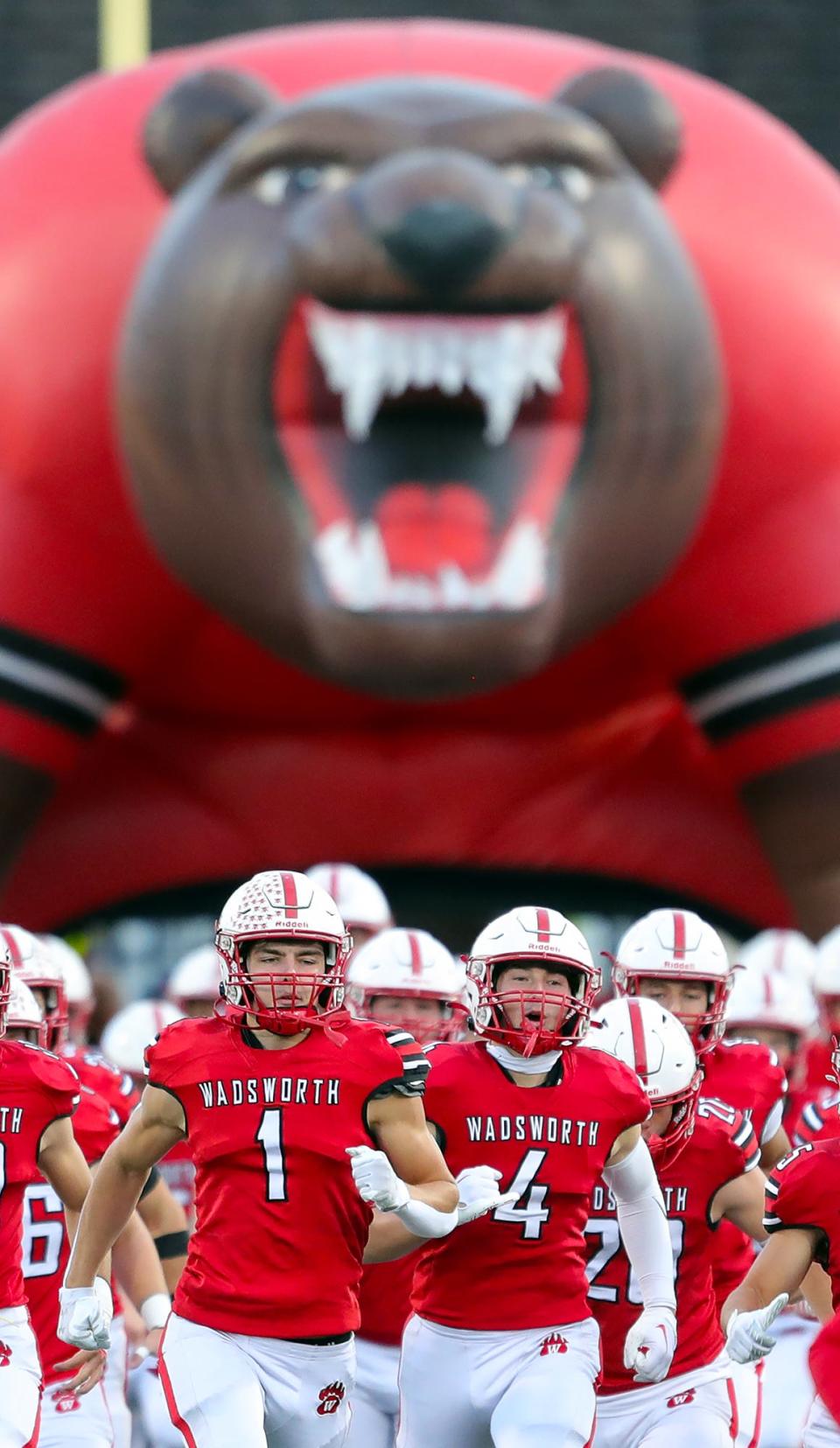 The Wadsworth High School football team takes the field on Sept. 23, 2022.