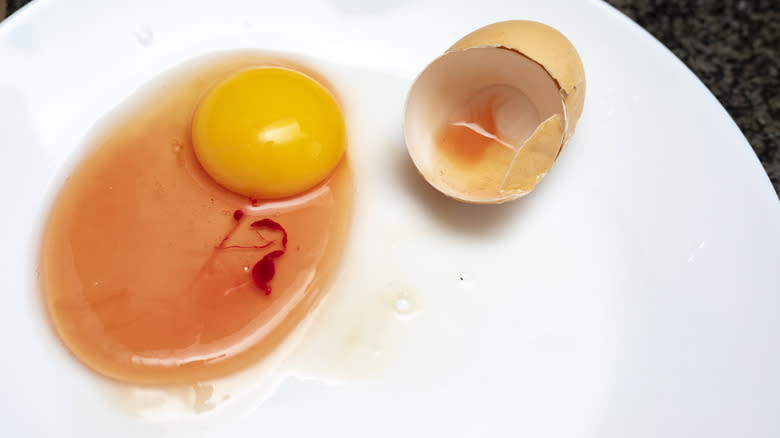 pink egg white on plate