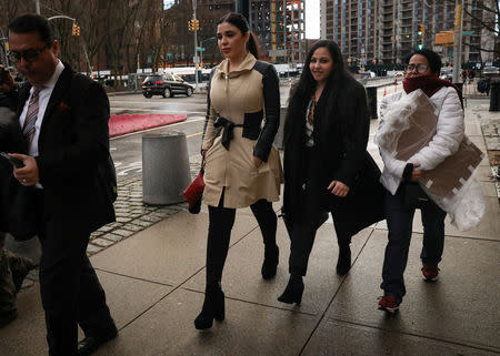 Emma Coronel Aispuro, the wife of Joaquin Guzman, the Mexican drug lord known as "El Chapo", exits the Brooklyn Federal Courthouse, during the trial of Guzman in the Brooklyn borough of New York, U.S., January 24, 2019. REUTERS/Brendan McDermid