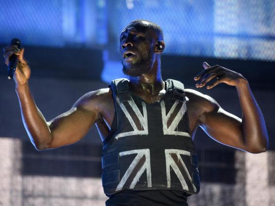 Stormzy and his Union Jack stab vest hit Glastonbury this summer (Getty)