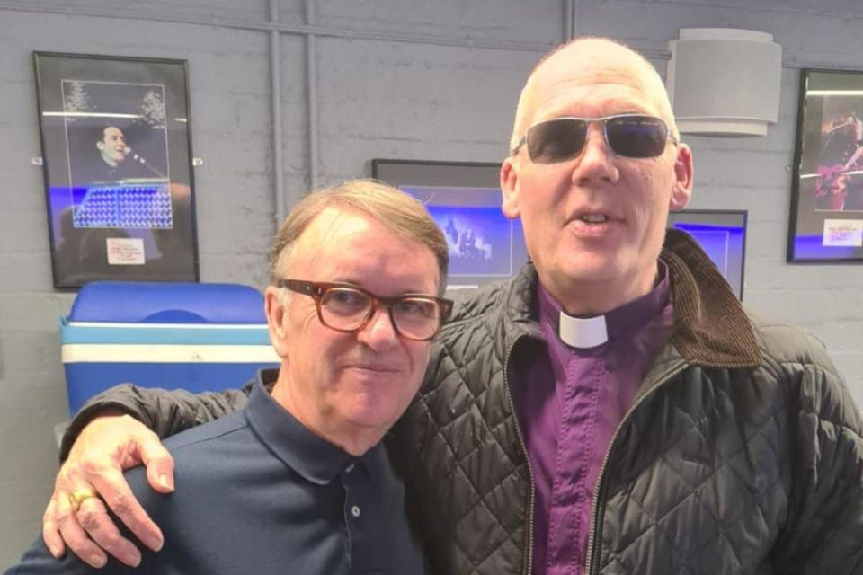 Chris Difford (left) and Pastor Mick Fleming (right). <i>(Image: Mick Fleming)</i>