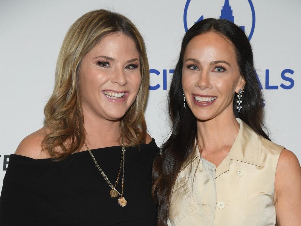 Jenna and Barbara Bush standing in front of a white background.