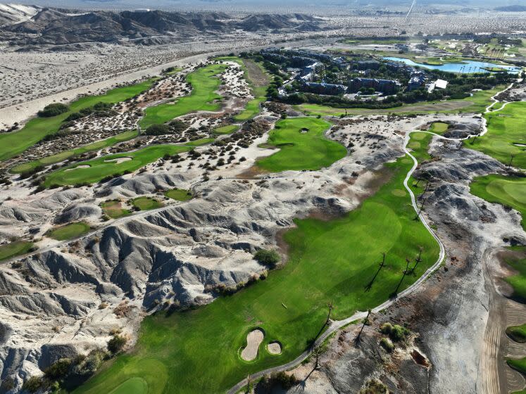 Indio, California-Sept. 14, 2022-The Golf Club at Terra Lago is built in the desert. There are over 120 golf courses in the Cochella Valley. (Carolyn Cole / Los Angeles Times)