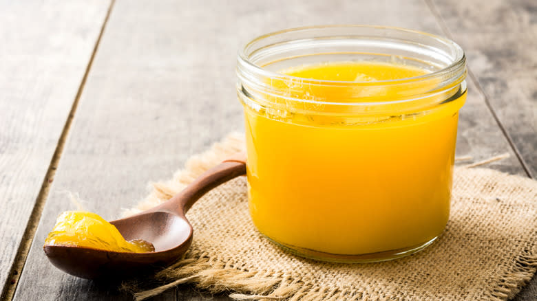 jar of ghee with spoon