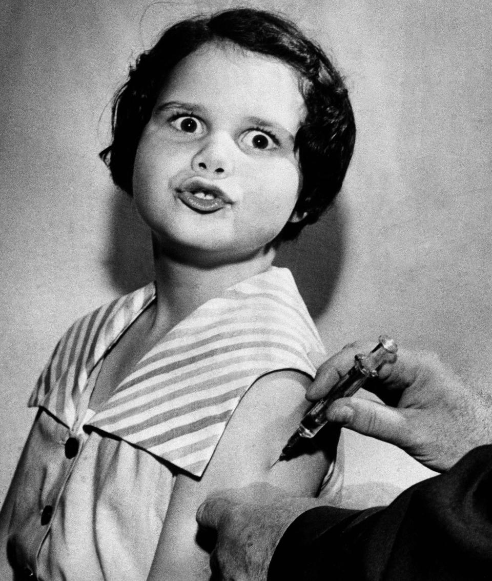 Ann Hill gets polio vaccine