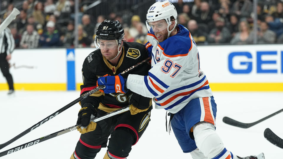 The Oilers and Golden Knights are duking it out for the Pacific crown. (Photo by Jeff Bottari/NHLI via Getty Images)