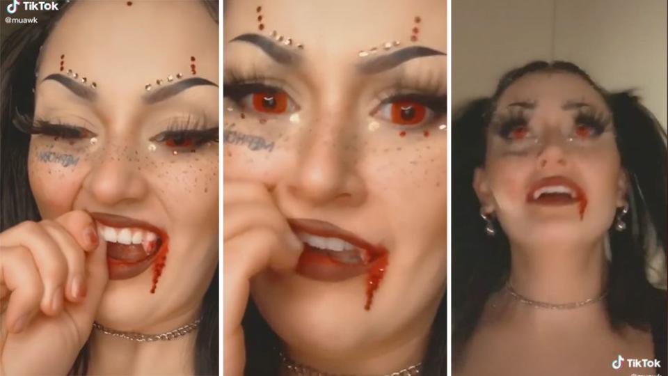 Whitney Kaits Halloween-Trick ging viral, allerdings aus einem anderen Grund als beabsichtigt. Fotos: TikTok