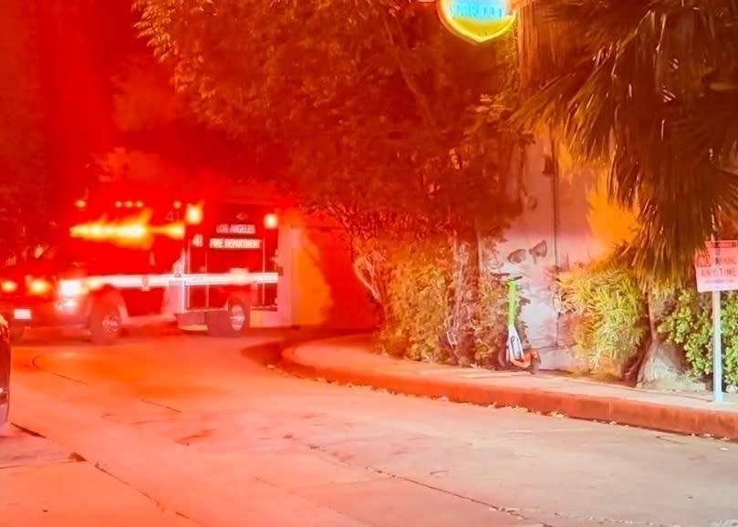 An ambulance at the Chateau Marmont during the incident. BACKGRID