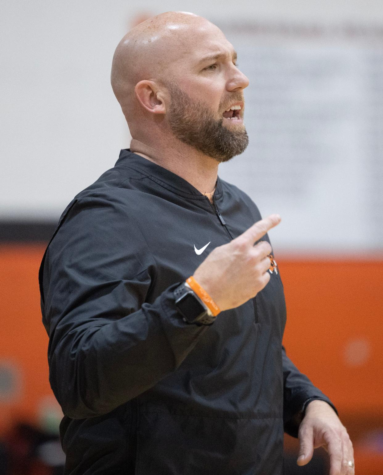 Massillon head coach Josh Hose talks to his team Saturday.