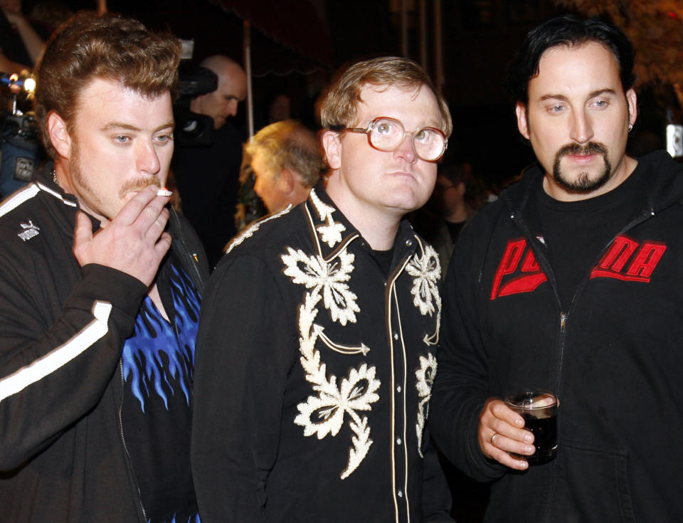 The Trailer Park Boys (L-R) Ricky (played by Rob Wells), Bubbles (Mike Smith) and Julian (John Paul Tremblay) arrive for the red carpet premiere of 