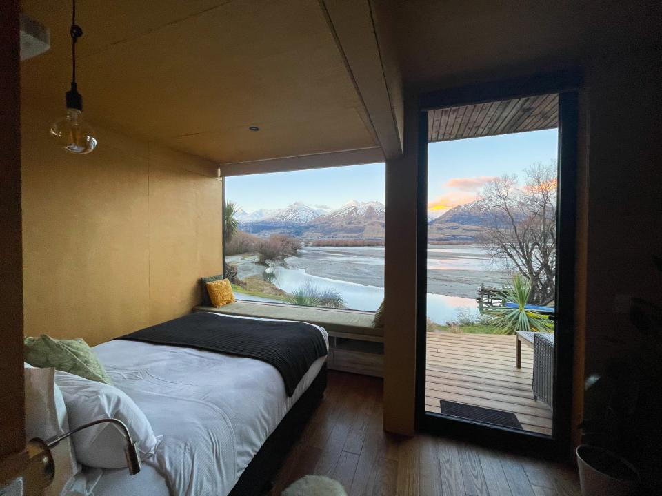 The interior of the tiny home in Kinloch, New Zealand.