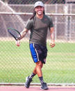 <p>Pete Wentz hits the tennis court with friends in L.A. on Monday.</p>