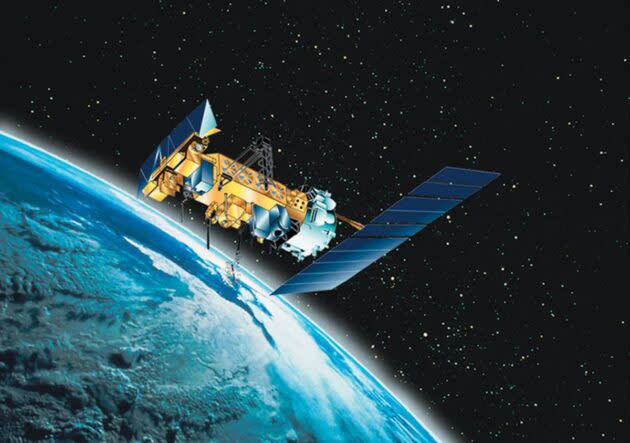 An artist’s rendition shows the NOAA-18 satellite in orbit. (NOAA Illustration)