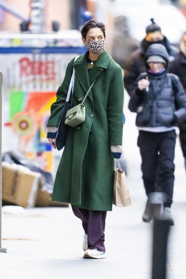 Katie Holmes Is Making Green Coats a Fashion Staple for Winter