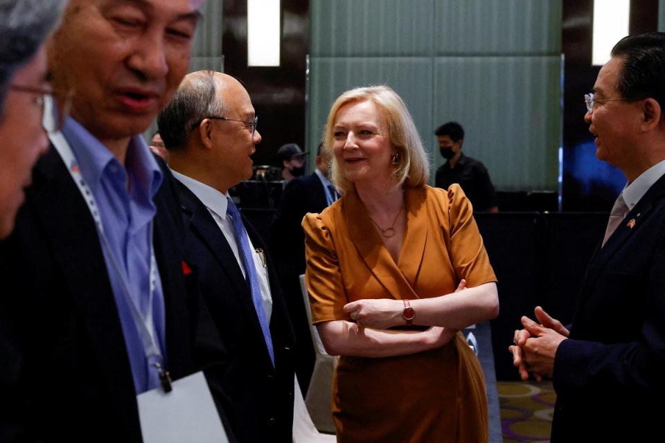 Former British Prime Minister Liz Truss talks with Taiwanese officials in Taipei, Taiwan (REUTERS)