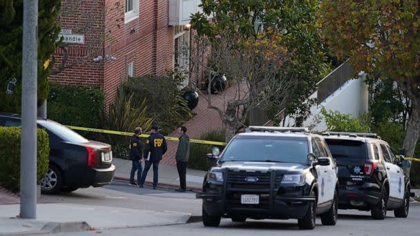 PHOTO: FBI agents stand outside the residence of U.S. House of Representatives Speaker Nancy Pelosi in San Francisco, California, on Oct. 28, 2022, after her husband was attacked in their home by an intruder. (Eric Risberg/AP)