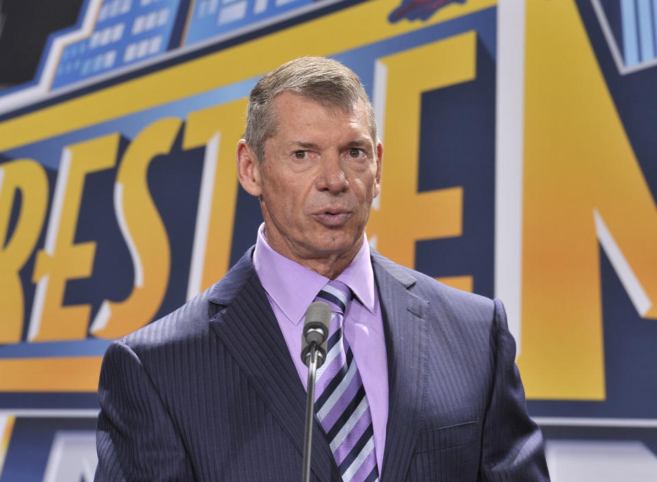 EAST RUTHERFORD, NJ - FEBRUARY 16: Vince McMahon attends a press conference to announce that WWE Wrestlemania 29 will be held at MetLife Stadium in 2013 at MetLife Stadium on February 16, 2012 in East Rutherford, New Jersey. (Photo by Michael N. Todaro/Getty Images)