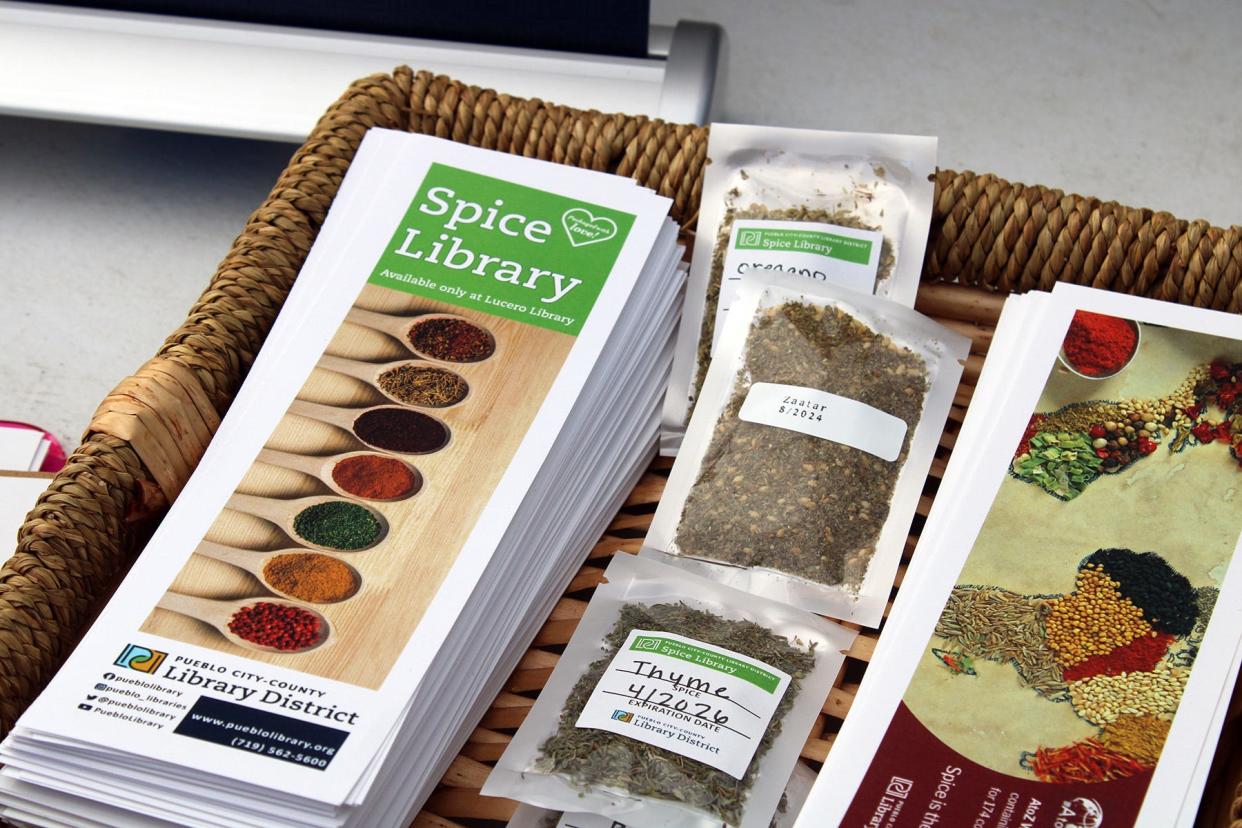 Spices and information about how to use them from the Pueblo City-County Library District is among offerings at the Pueblo Farmers Market.