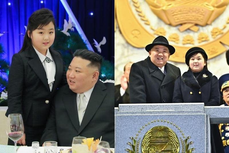 金正恩近日一連帶著女兒金主愛參加北韓建軍75週年的2場重大活動。（翻攝自朝中社）