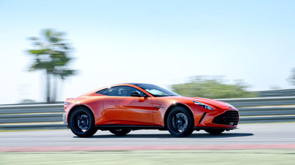 Driving the 2025 Aston Martin Vantage on track.