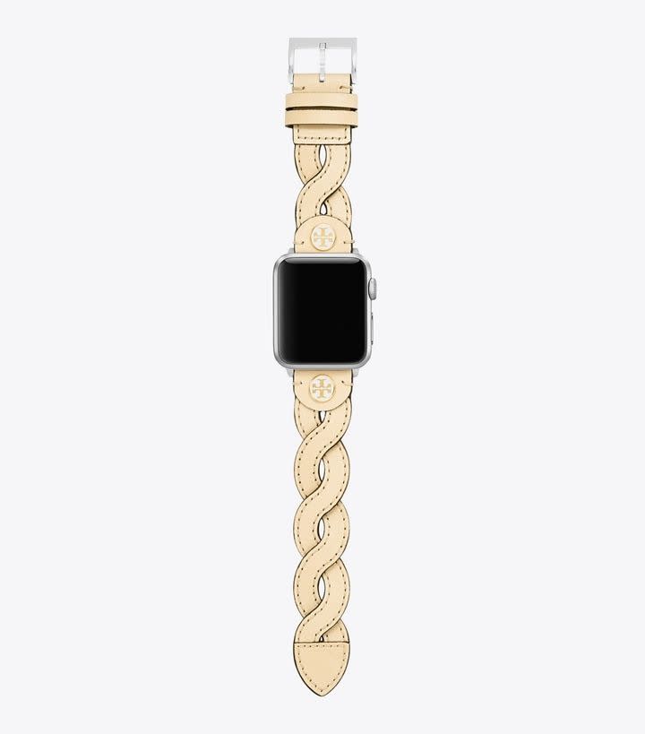 3) Braided Solid Band for Apple Watch®, Cream Leather