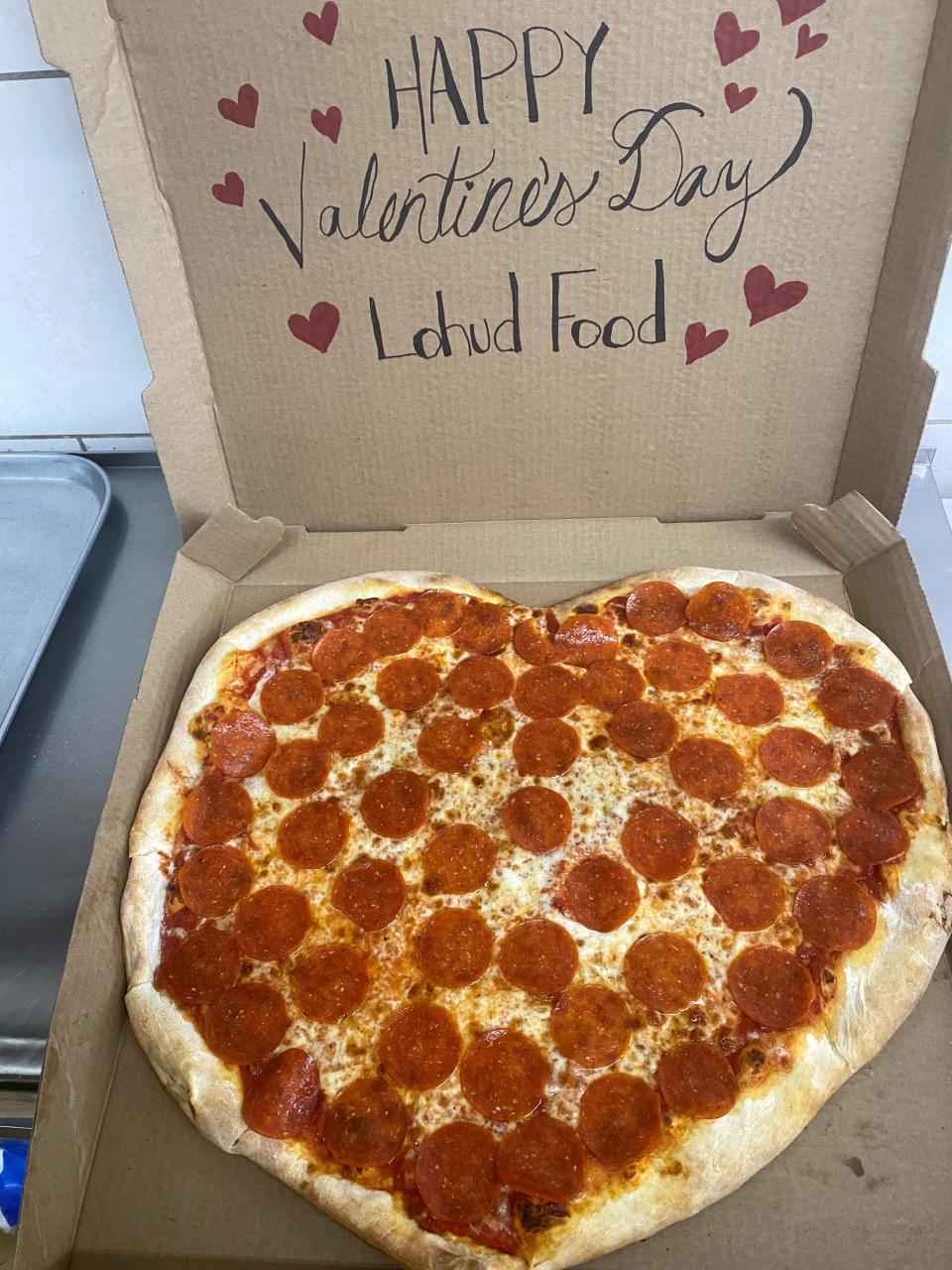 Valentine's Day box from Gino's Pizzeria in Yonkers. You need to pre-order to get the box, though the heart-shaped pizza can be ordered on Feb. 14.