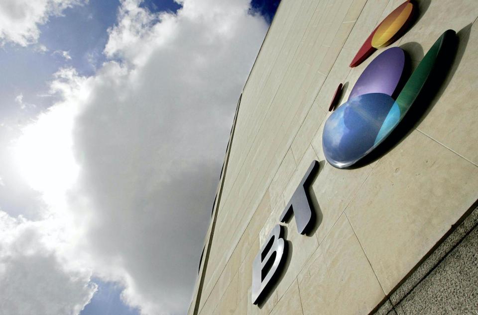 The British Telecom (BT) logo is pictured in London, 18 May 2006: SHAUN CURRY/AFP via Getty Images