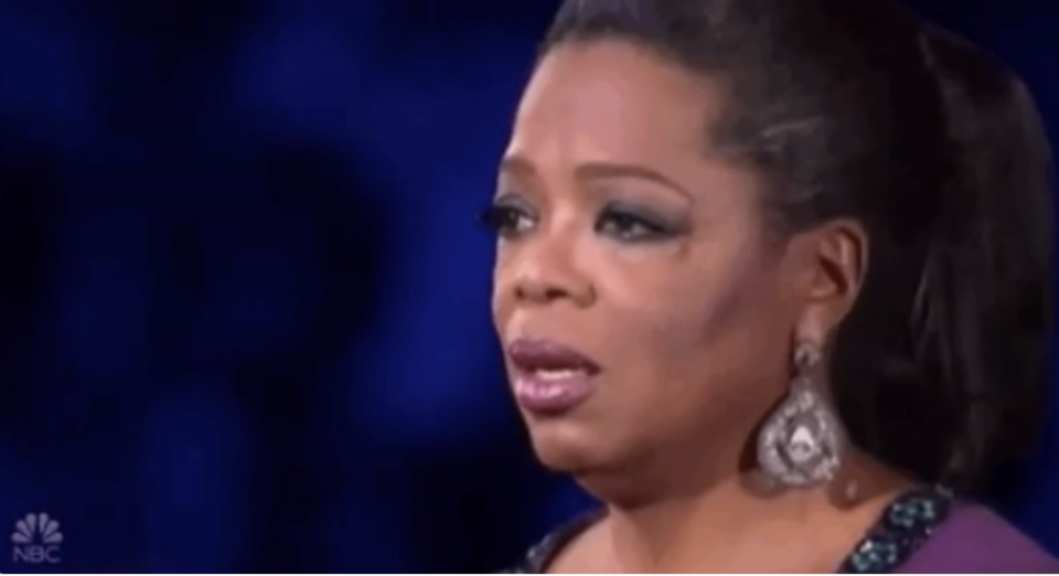 Oprah looking teary-eyed 