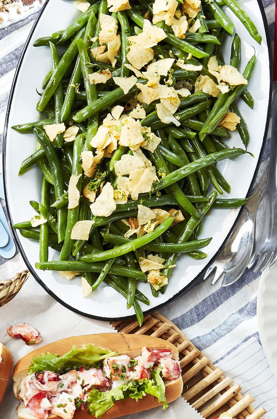 Green Beans and Crushed Salt-and-Vinegar Chips