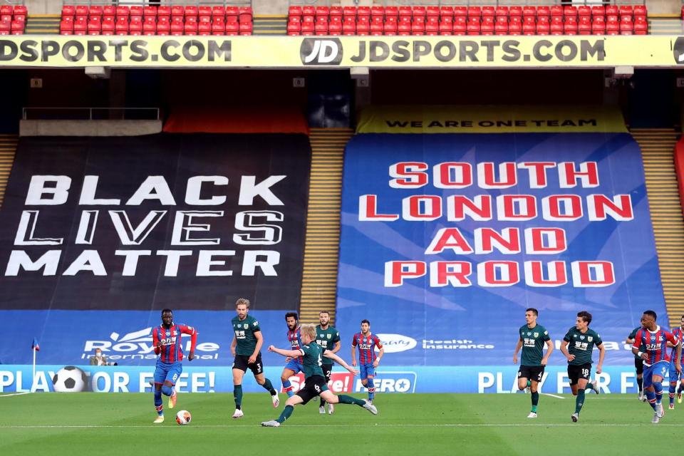 Selhurst Park has displayed Black Lives Matter banners during the Premier League restart: PA