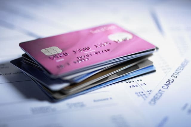 Close up of stack of credit cards