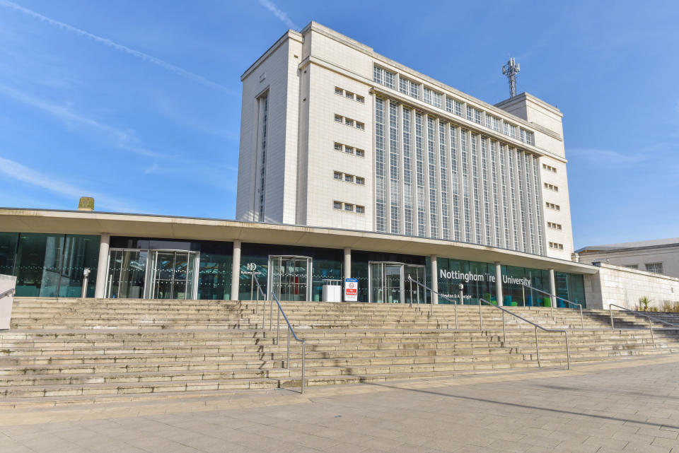 Nottingham, England - April 03, 2018: Nottingham Trent University is a public research university in Nottingham, England. It was founded as a new university in 1992 from Trent Polytechnic.