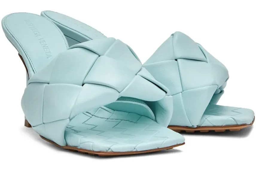 BOTTEGA VENETA Blue Lido Sandals. (Photo: Ssense)