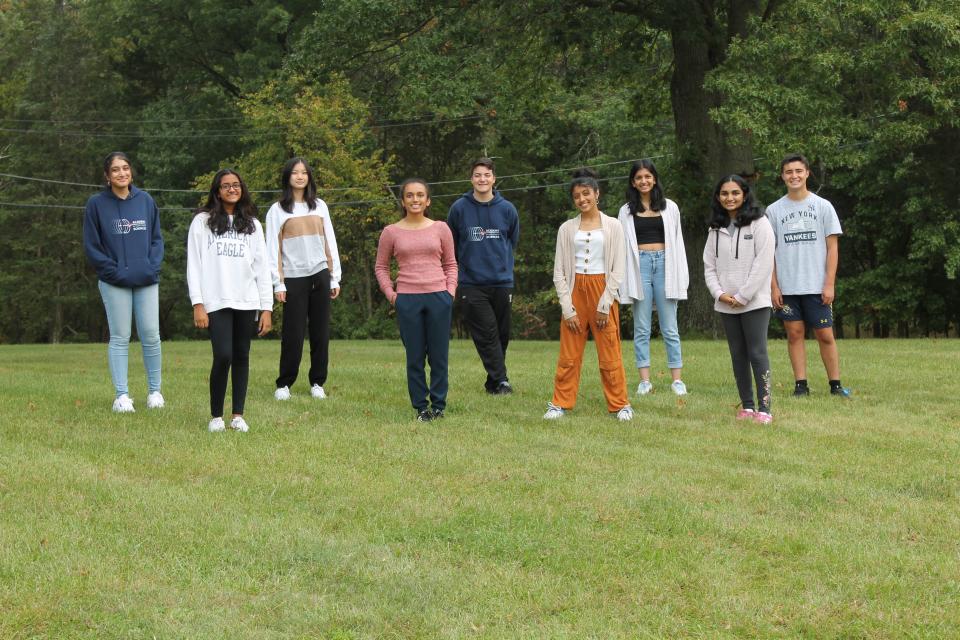 (Left to right) SCVTHS Academy for Health & Medical Sciences seniors Nabiya Chaudhry of Bridgewater, Sangeetha Punnam of Bridgewater, Rachel Yuh of Somerset, Aarsha Shah of Bridgewater, Christopher Masiello of Hillsborough, Dhruvi Mehta of Princeton, Rima Amin of Bridgewater, Bhavya Deshaboina of Belle Mead and Benjamin Tankel of Warren were all recently named Commended Students in the 2022 National Merit Scholarship Program.