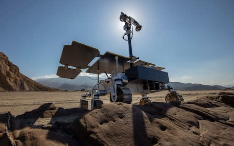 The ExoMars rover during testing in the Spanish desert  - Credit: &nbsp;Geoff Pugh for the Telegraph