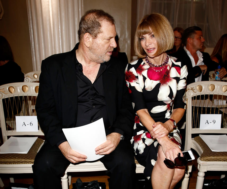 Harvey Weinstein was a front row regular alongside Anna Wintour at almost every Marchesa show [Photo: Getty]
