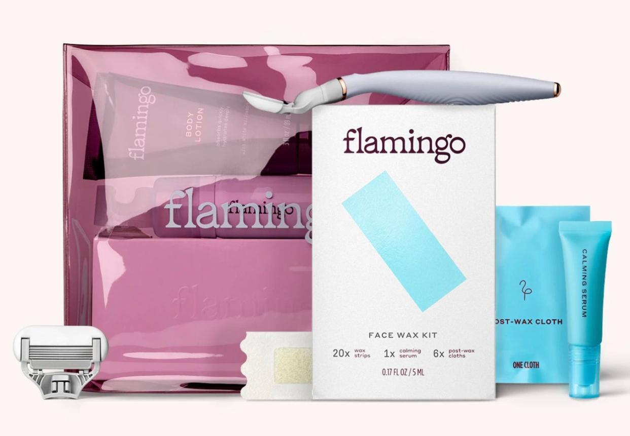 Find this <a href="https://fave.co/3coUgtK" target="_blank" rel="noopener noreferrer">Flamingo Bare Bundle</a> with a razor, wax strips, shave gel and more for $24 at <a href="https://fave.co/2yManmv" target="_blank" rel="noopener noreferrer">Flamingo</a>.