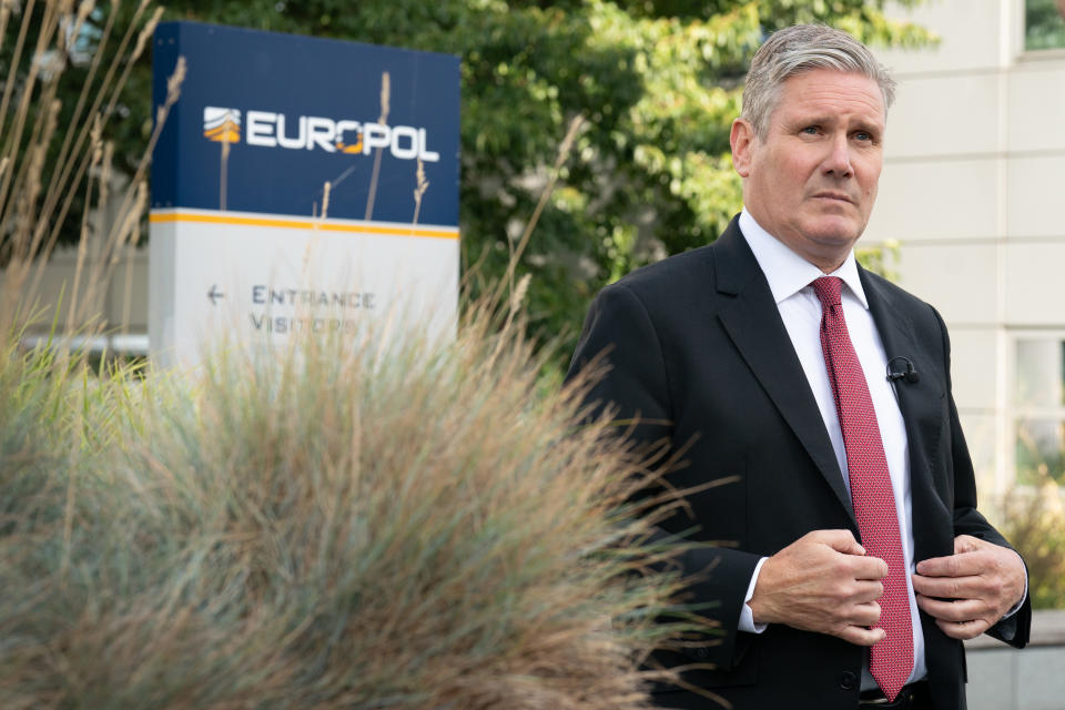 Sir Keir Starmer visited Europol this week, which would play a key part in his immigration plan. (Getty)