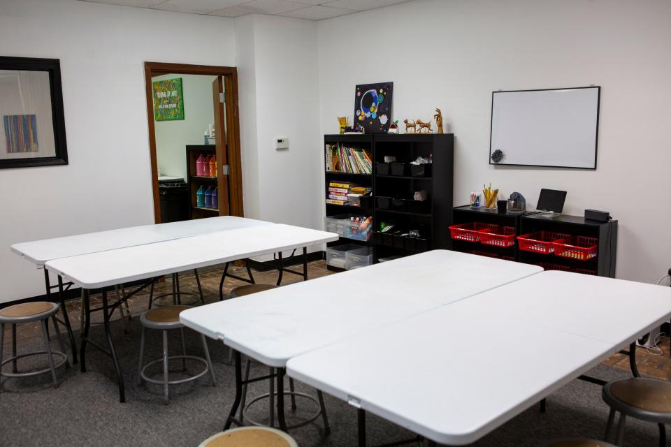 A view of one of the studio rooms at Young at Art art studio on Chestnut Street in Lancaster, Ohio on December 3, 2021. Karla Young, a Lancaster native, is the owner of the studio.