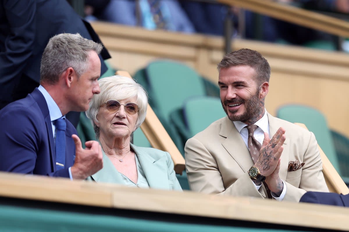 David Beckham with his mother Sandra  (PA)