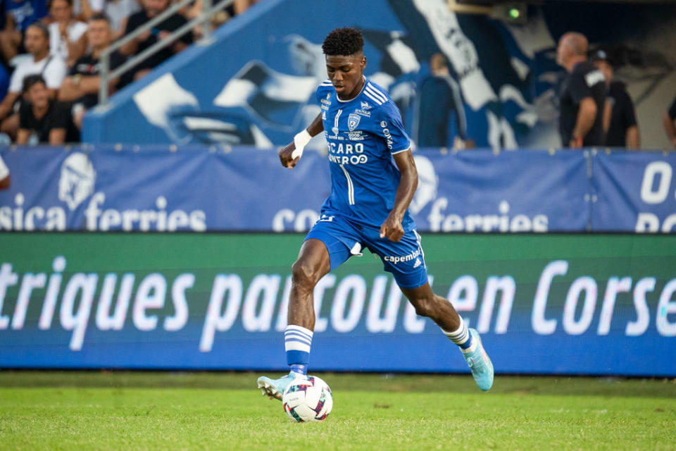 Manchester City target Abdoulaye NDIAYE of SC Bastia during the Ligue 2 BKT match between SC Bastia and Rodez at Stade Armand Cesari on August 27, 2022 in Bastia, France