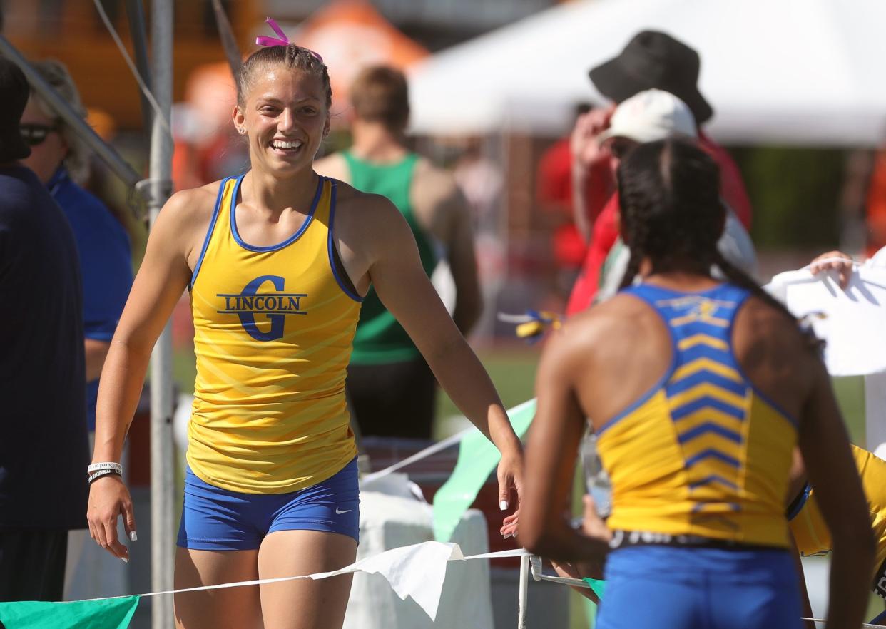 Camden Bentley won the 100 hurdles and 300 hurdles at the Division I state meet, helping the Gahanna Lincoln girls team capture its third state championship.